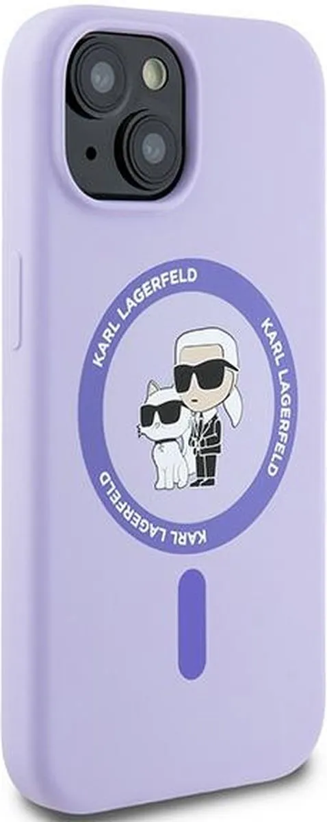 Karl Lagerfeld iPhone 15 Backcover Hoesje KC Head Ring - Paars - 3666339254322