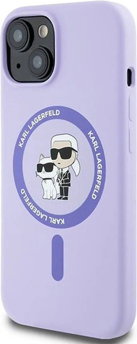 Karl Lagerfeld iPhone 15 Backcover Hoesje KC Head Ring - Paars - 3666339254322