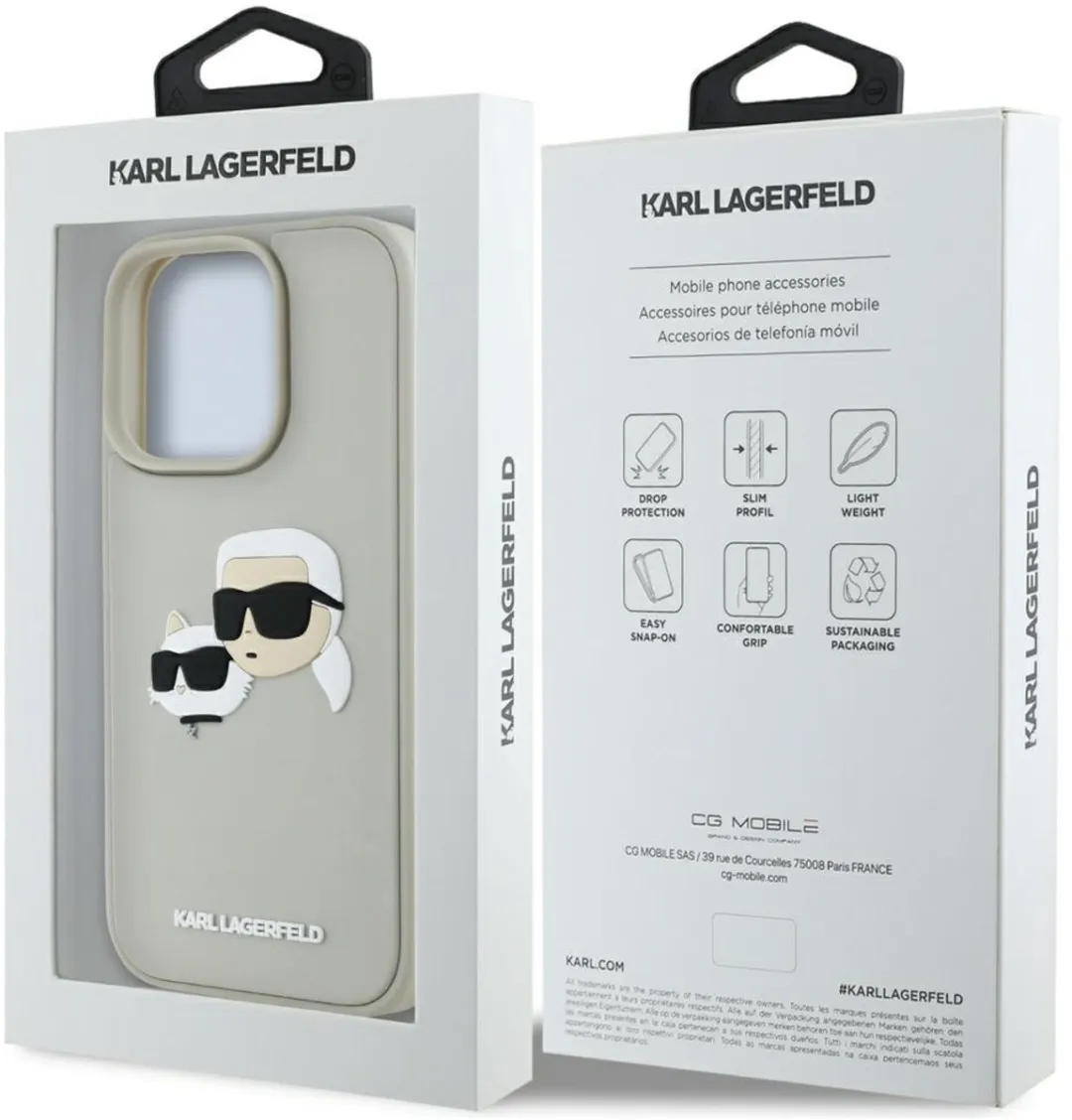 Karl Lagerfeld 3D Rubberen Hoesje iPhone 16 Pro Max - Transparent