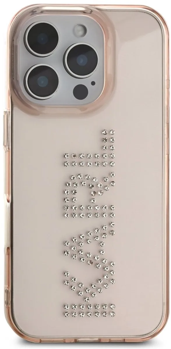Karl Lagerfeld Hoesje iPhone 16 Pro - Transparent - Strass Logo