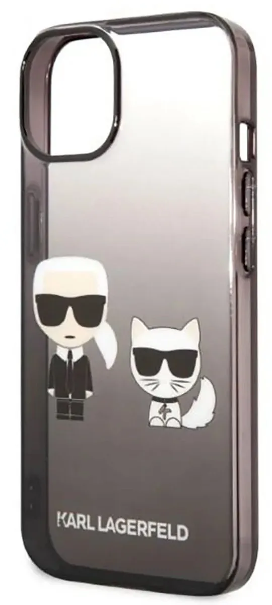 Karl Lagerfeld iPhone 14 Pro Hoesje - Transparant & Zwart - Polycarbonaat/TPU