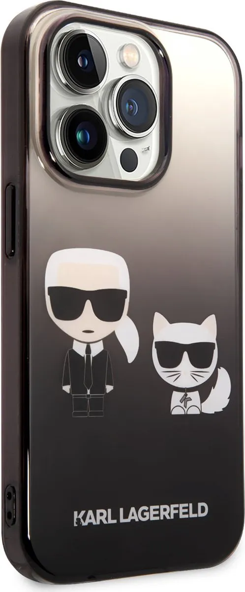 Karl Lagerfeld iPhone 14 Pro Hoesje - Transparant & Zwart - Polycarbonaat/TPU