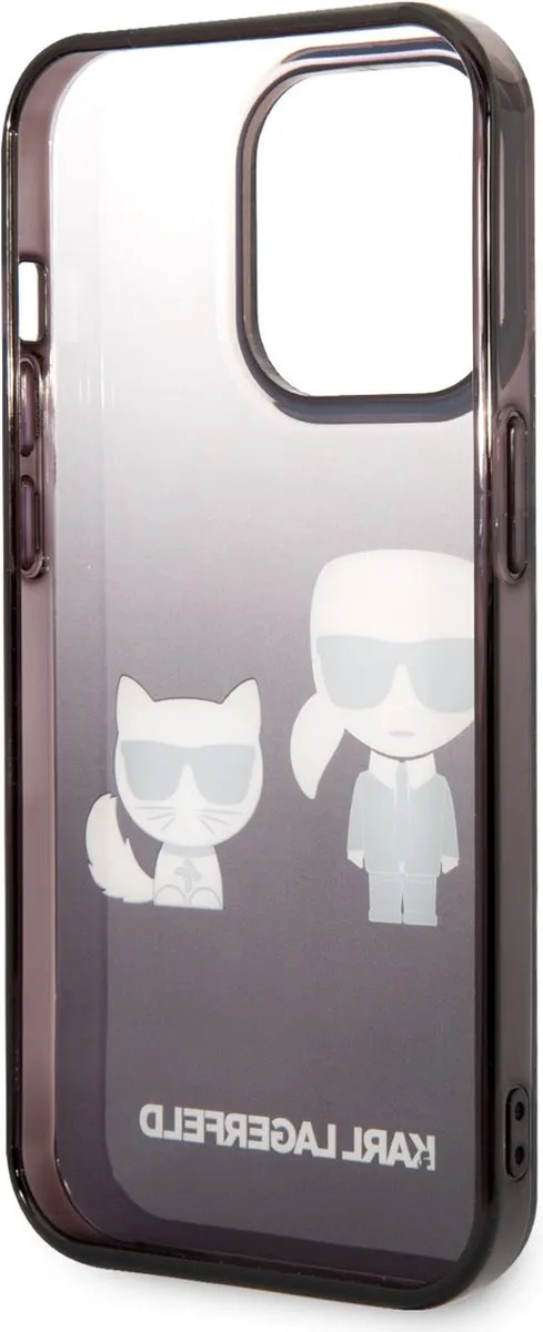 Karl Lagerfeld iPhone 14 Pro Hoesje - Transparant & Zwart - Polycarbonaat/TPU