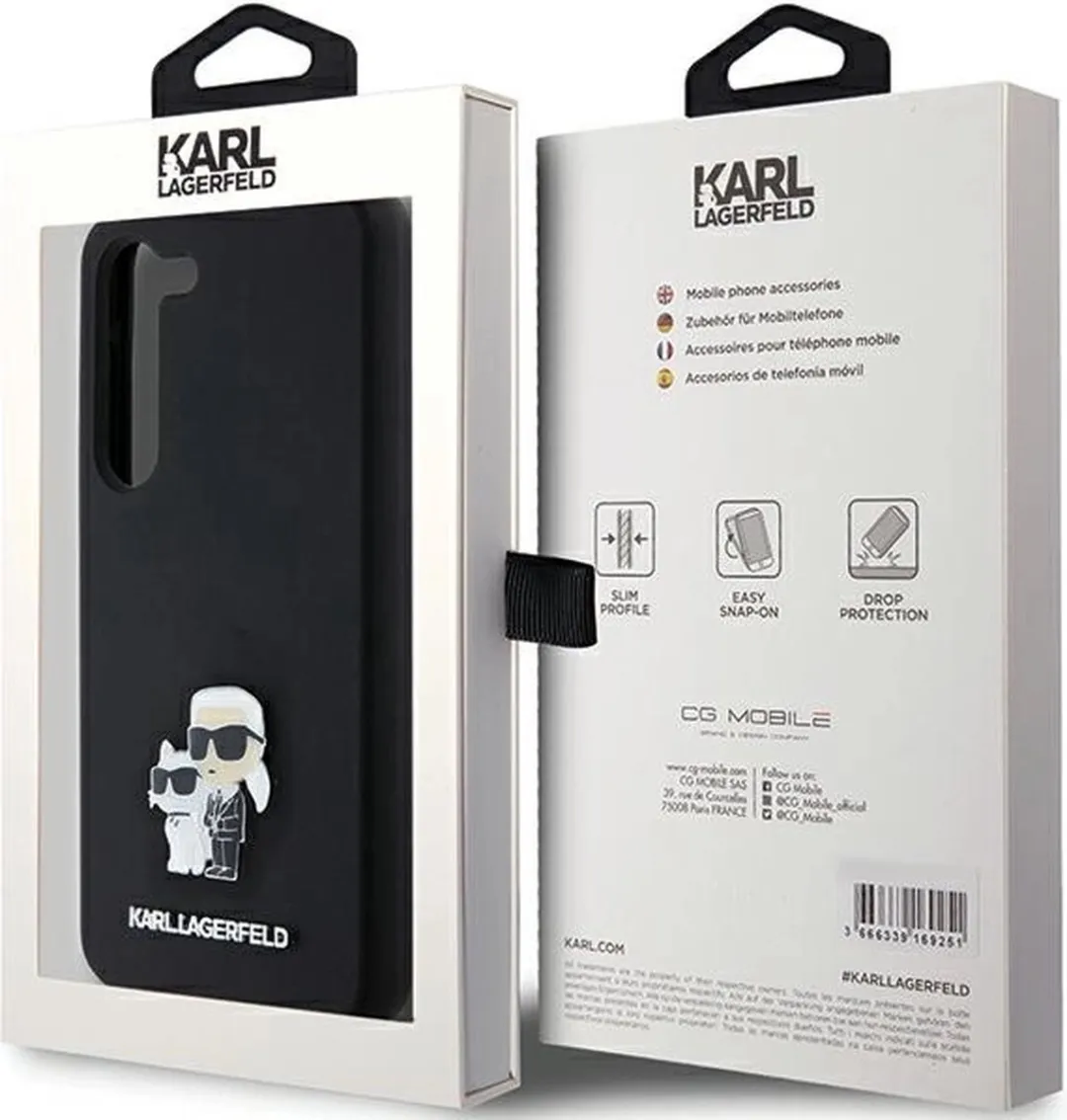 Karl Lagerfeld Siliconen Karl&Choupette Pinhoesje - Samsung Galaxy S23 - Zwart