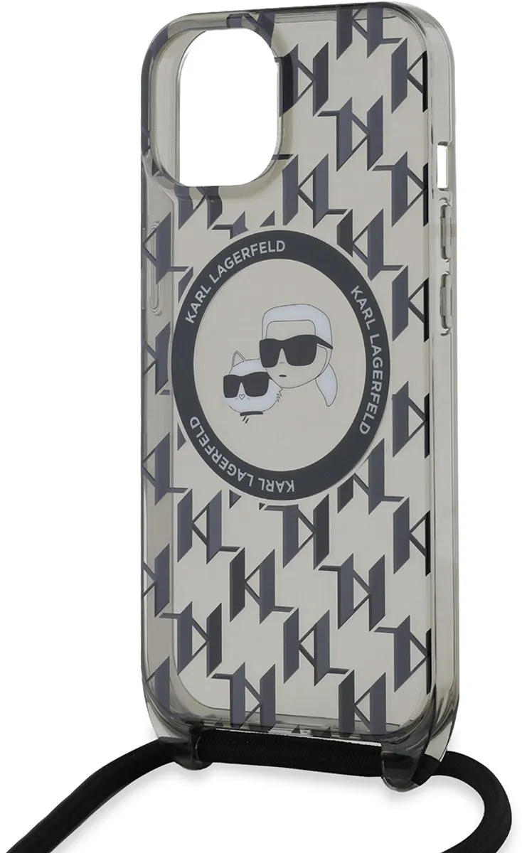 Karl Lagerfeld MagSafe iPhone 15 Hoesje Doorzichtig zwart - KLHMP15SHCKCKLCK