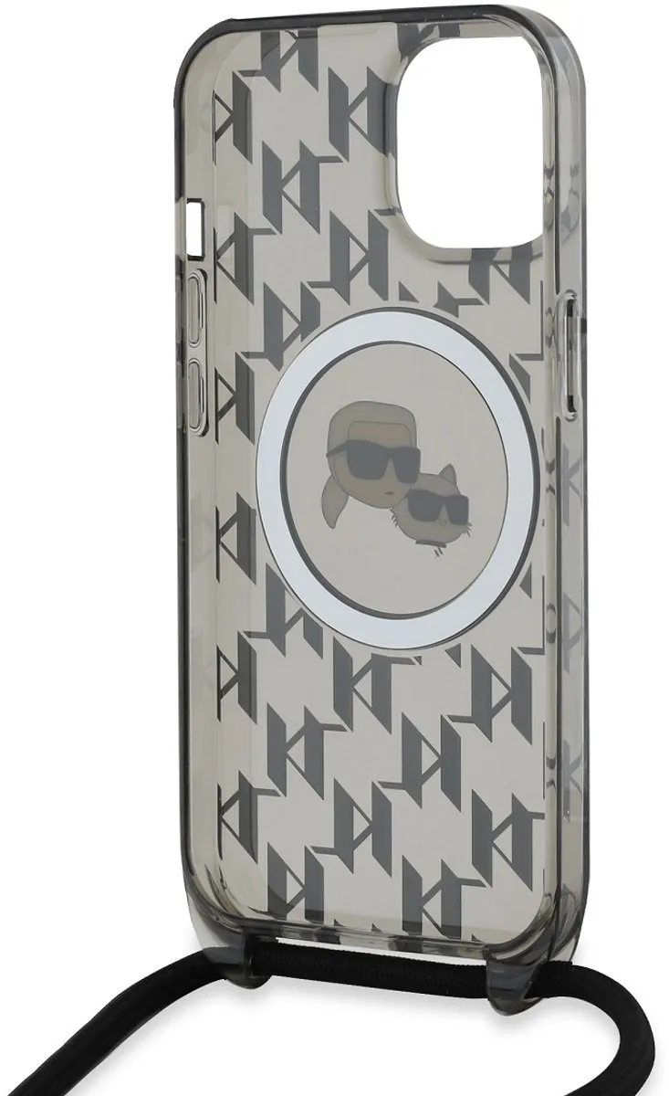 Karl Lagerfeld MagSafe iPhone 15 Hoesje Doorzichtig zwart