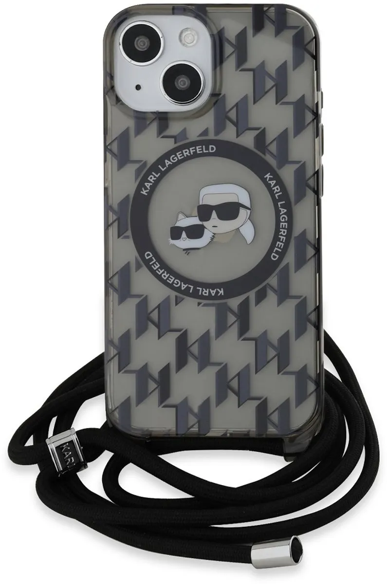 Karl Lagerfeld MagSafe iPhone 15 Hoesje Doorzichtig zwart - KLHMP15SHCKCKLCK