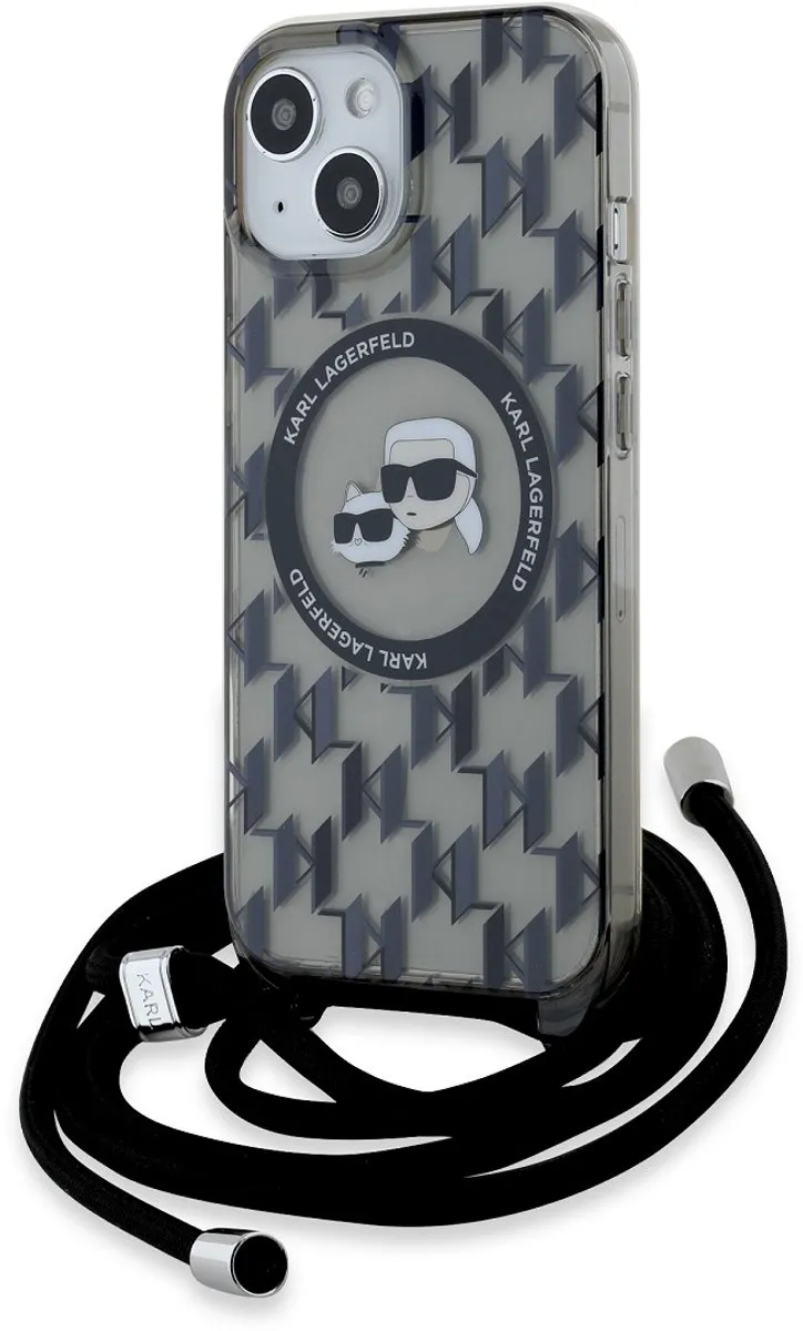 Karl Lagerfeld MagSafe iPhone 15 Hoesje Doorzichtig zwart - KLHMP15SHCKCKLCK