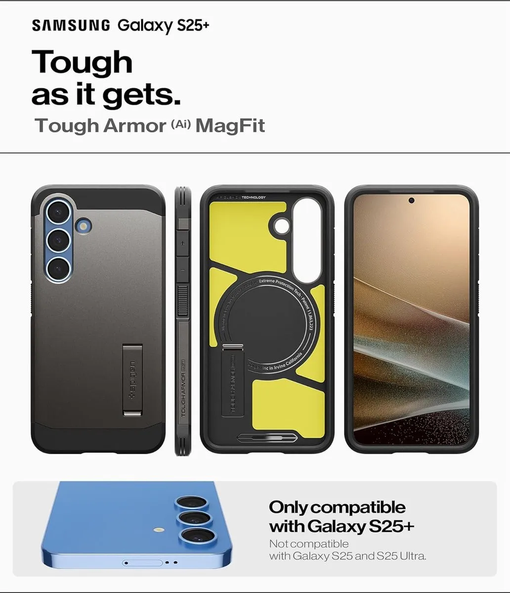 Spigen Tough Armor MagFit Hoesje - Samsung Galaxy S25 Plus - Grijs