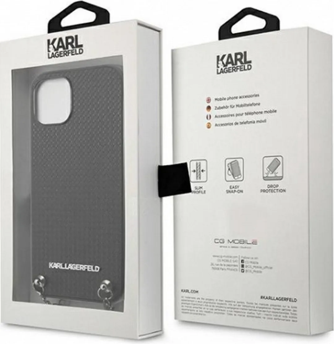Karl Lagerfeld Textured Back Cover iPhone 13 Mini - Zwart