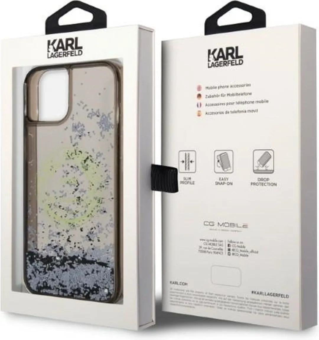 Karl Lagerfeld KLHCP14SLCRSGRK iPhone 14 Hoesje - Zwart - Glitter