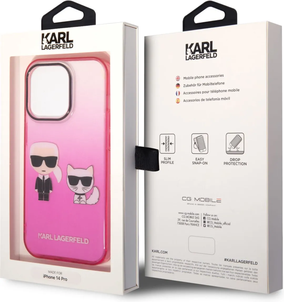 Karl Lagerfeld iPhone 14 Pro Back Cover - Roze - MagSafe