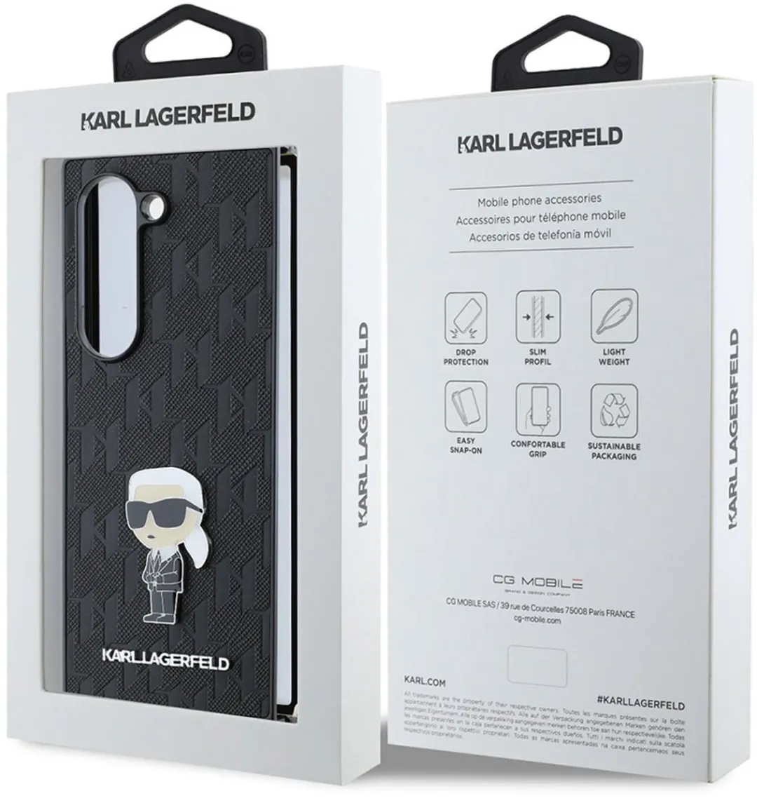 Karl Lagerfeld Saffiano Opvouwbare Beschermhoes Zwart KLHCZFD6SAPKINPK