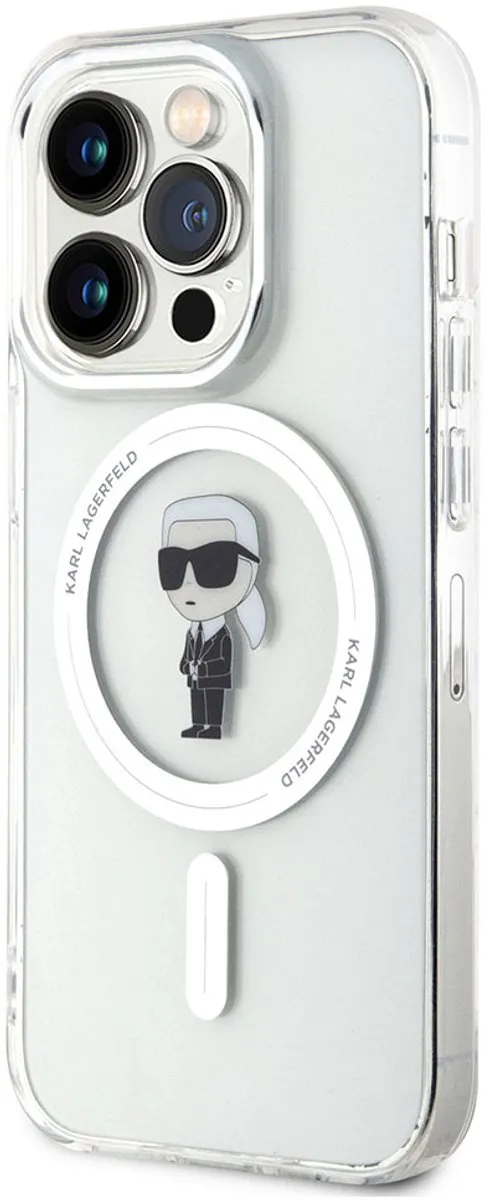 Karl Lagerfeld Ikonik Beschermhoes iPhone 15 Pro MagSafe - Transparant