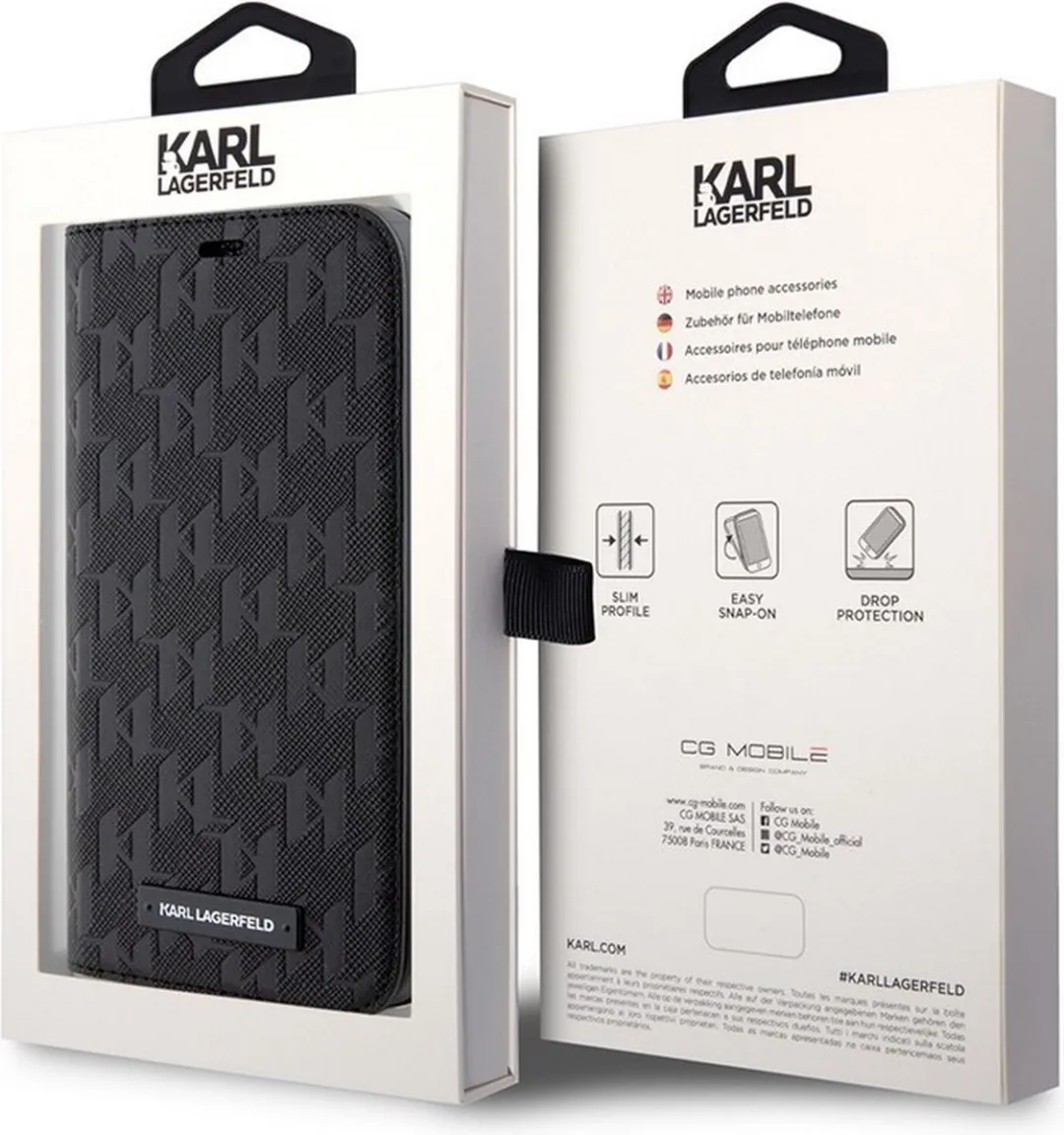 Karl Lagerfeld Saffiano Book Case iPhone 13 Pro - 3 Pasjes - Zwart