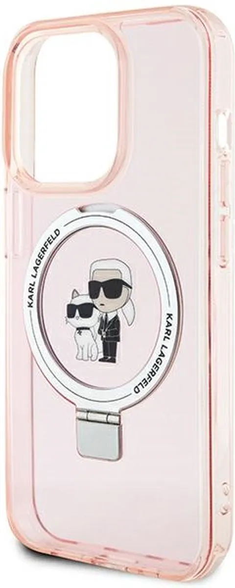 Karl Lagerfeld Ring Stand Karl & Choupette Hard Case Back Cover Roze