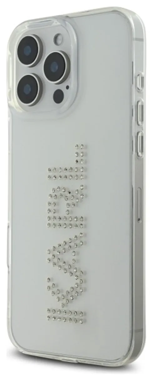 Karl Lagerfeld Hardcase Hoesje iPhone 16 Pro Max - Strass - Transparent