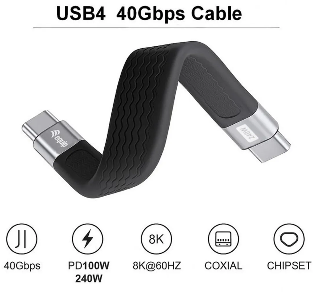 Equip 128410 USB4 Gen 3x2 USB-C Kabel 0,13m - Zwart