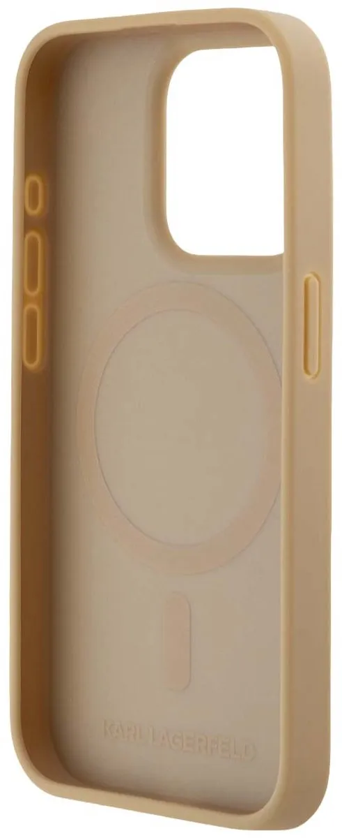 Karl Lagerfeld iPhone 15 Pro Max Back Cover - Beige Lederlook