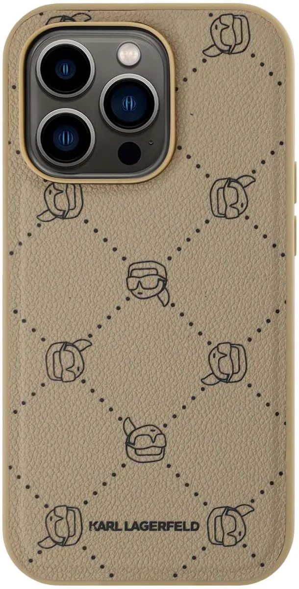 Karl Lagerfeld iPhone 15 Pro Max Back Cover - Beige Lederlook