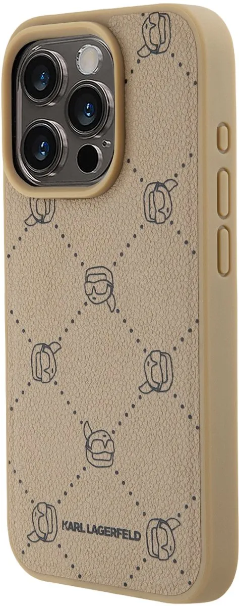 Karl Lagerfeld iPhone 15 Pro Max Back Cover - Beige Lederlook