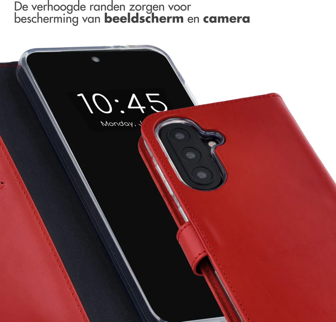 Selencia Hoesje Samsung Galaxy A57 - Rood Lederen Bookcase - 3 Pasjes