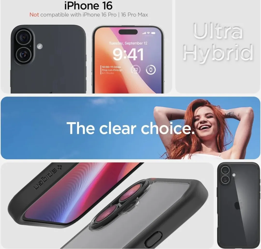 Spigen Ultra Hybrid Hoesje iPhone 16 - Zwart