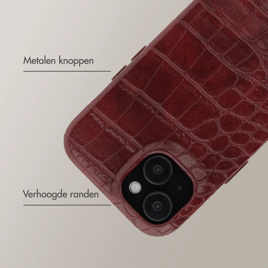 Selencia Hoesje iPhone 15 Croco - Burgundy - MagSafe
