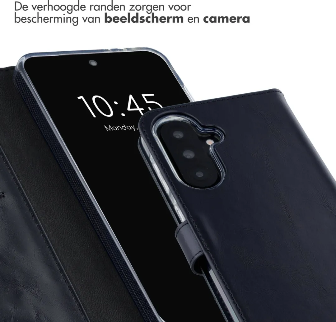 Selencia Hoesje Samsung Galaxy A37 - Echt Lederen Bookcase 3 Stuks - Zwart