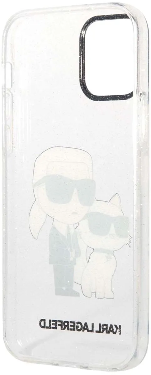 Karl Lagerfeld Hoesje iPhone 12/12 Pro Glitter NFT Patroon - Transparant