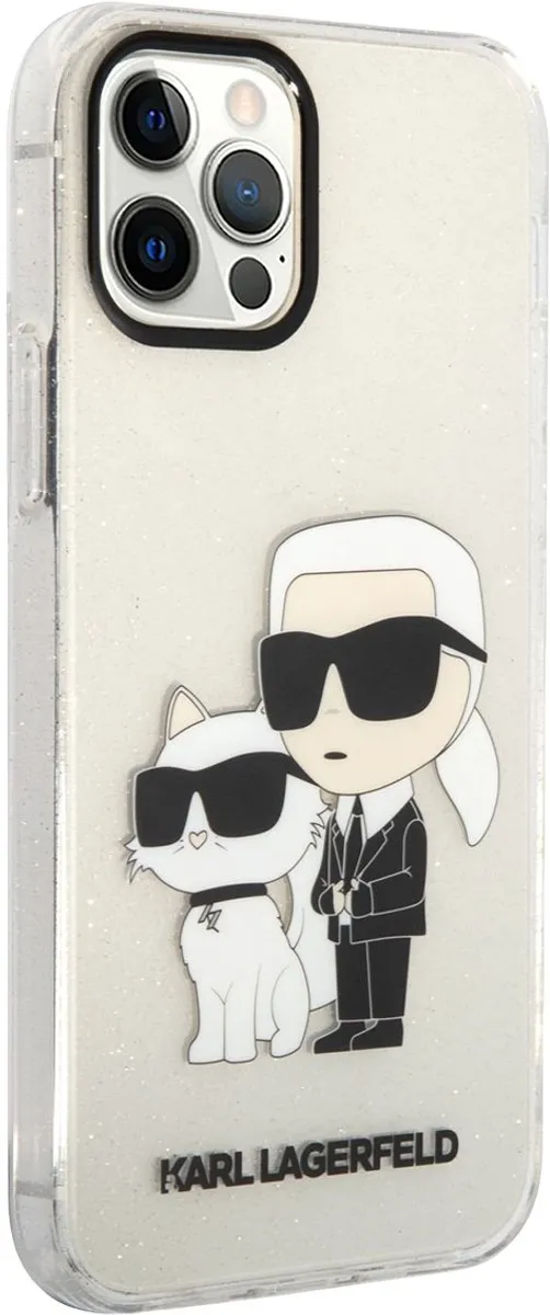 Karl Lagerfeld Hoesje iPhone 12/12 Pro Glitter NFT Patroon - Transparant