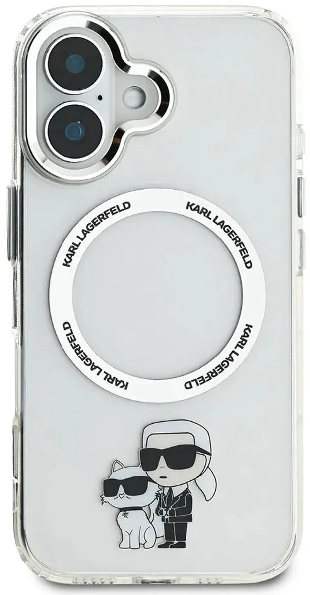 Karl Lagerfeld Hoesje iPhone 16 MagSafe - Transparant KLHMP16SHNKCIT