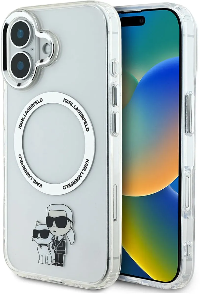 Karl Lagerfeld Hoesje iPhone 16 MagSafe - Transparant KLHMP16SHNKCIT