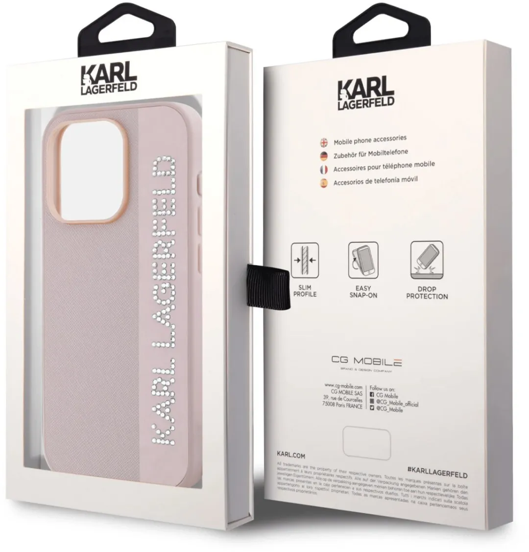Karl Lagerfeld Backcover iPhone 16 Pro Saffiano Roze - 3666339320102 - afbeelding 6 van 6