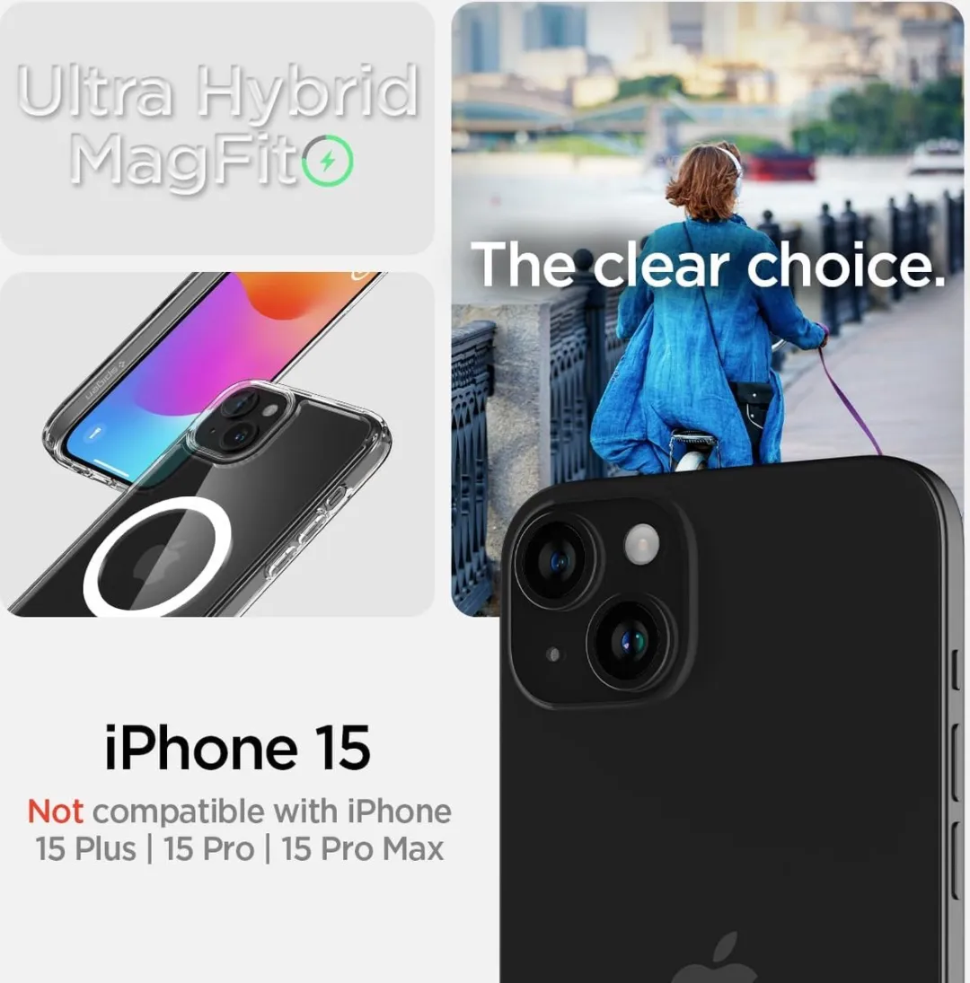 Spigen iPhone 15 Ultra Hybrid Mag Hoesje - Transparant