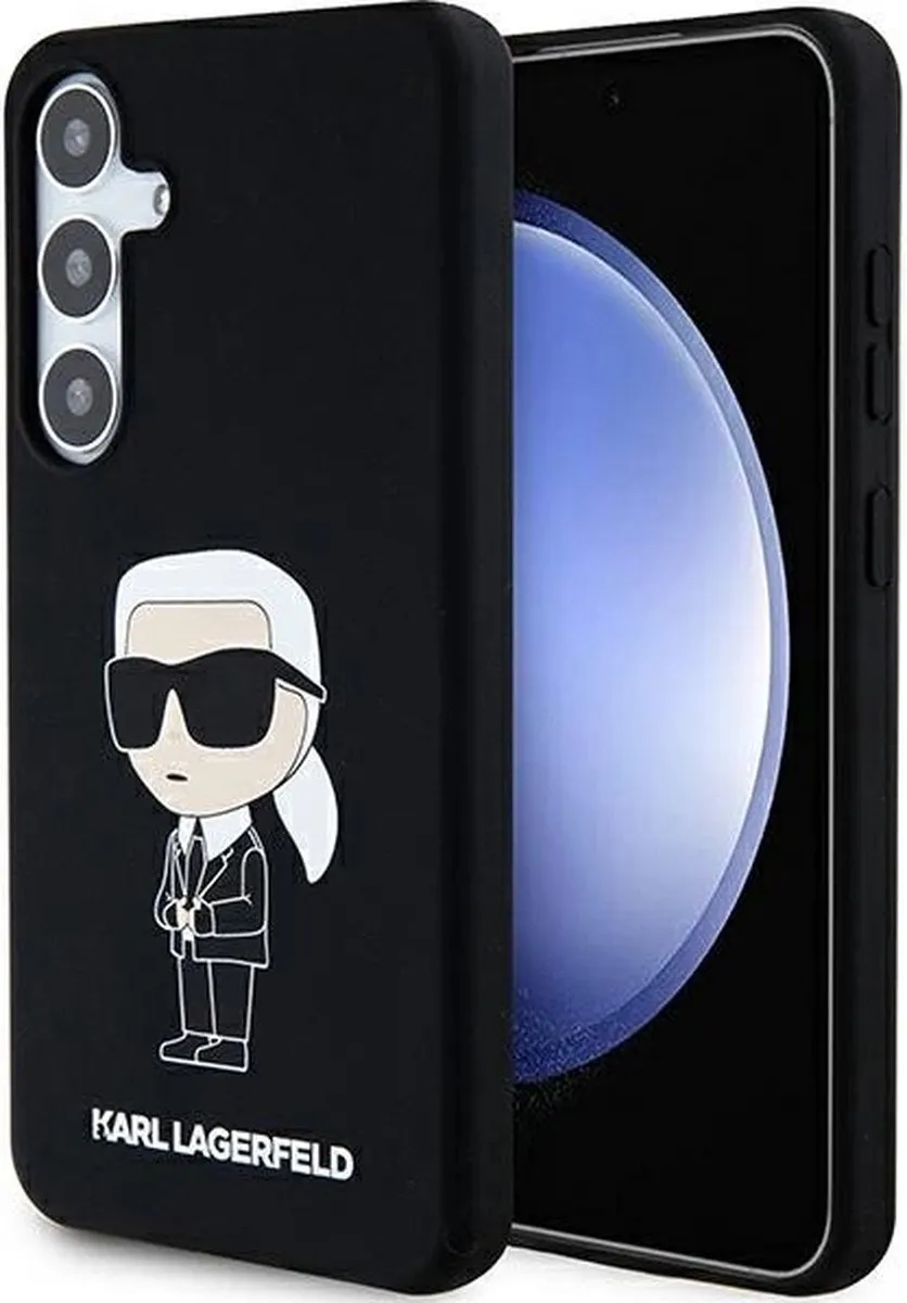 Karl Lagerfeld Siliconen Ikonik Hoesje Samsung Galaxy S24 - Zwart