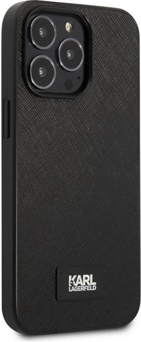 Karl Lagerfeld Saffiano Plaque iPhone 13 Pro Hoes - Zwart