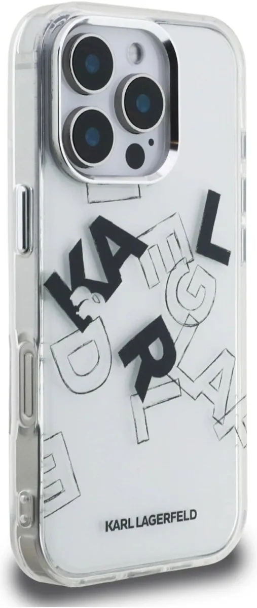 Karl Lagerfeld IML Schetstekend Grafische Hoes iPhone 16 Pro - Zwart