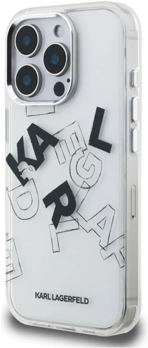Karl Lagerfeld IML Schetstekend Grafische Hoes iPhone 16 Pro - Zwart