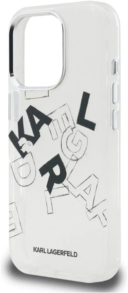 Karl Lagerfeld IML Schetstekend Grafische Hoes iPhone 16 Pro - Zwart