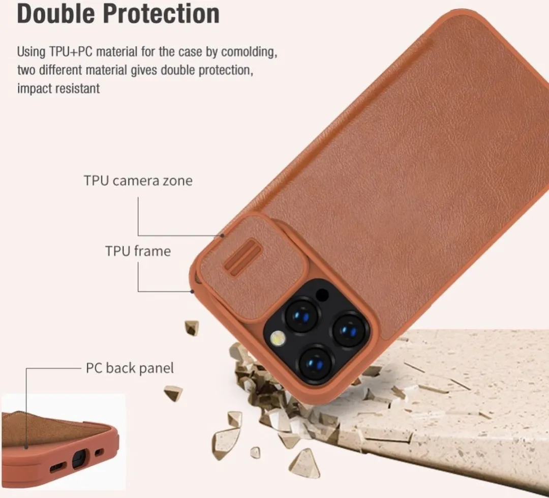 Nillkin iPhone 14 Pro Max Book Case Hoesje - 2 Pasjes - Zwart