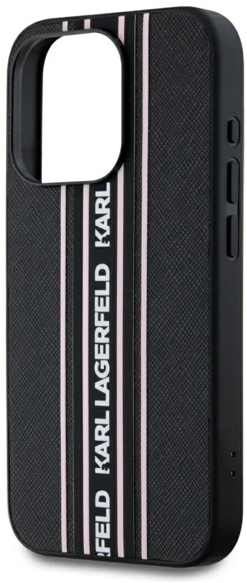 Karl Lagerfeld Hoesje iPhone 15 Pro Max Saffiano Athleisure - Zwart KLHCP15XPAMSCNSP - afbeelding 6 van 6