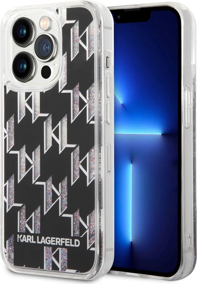 Karl Lagerfeld Liquid Glitter Monogram iPhone 14 Pro Hoes