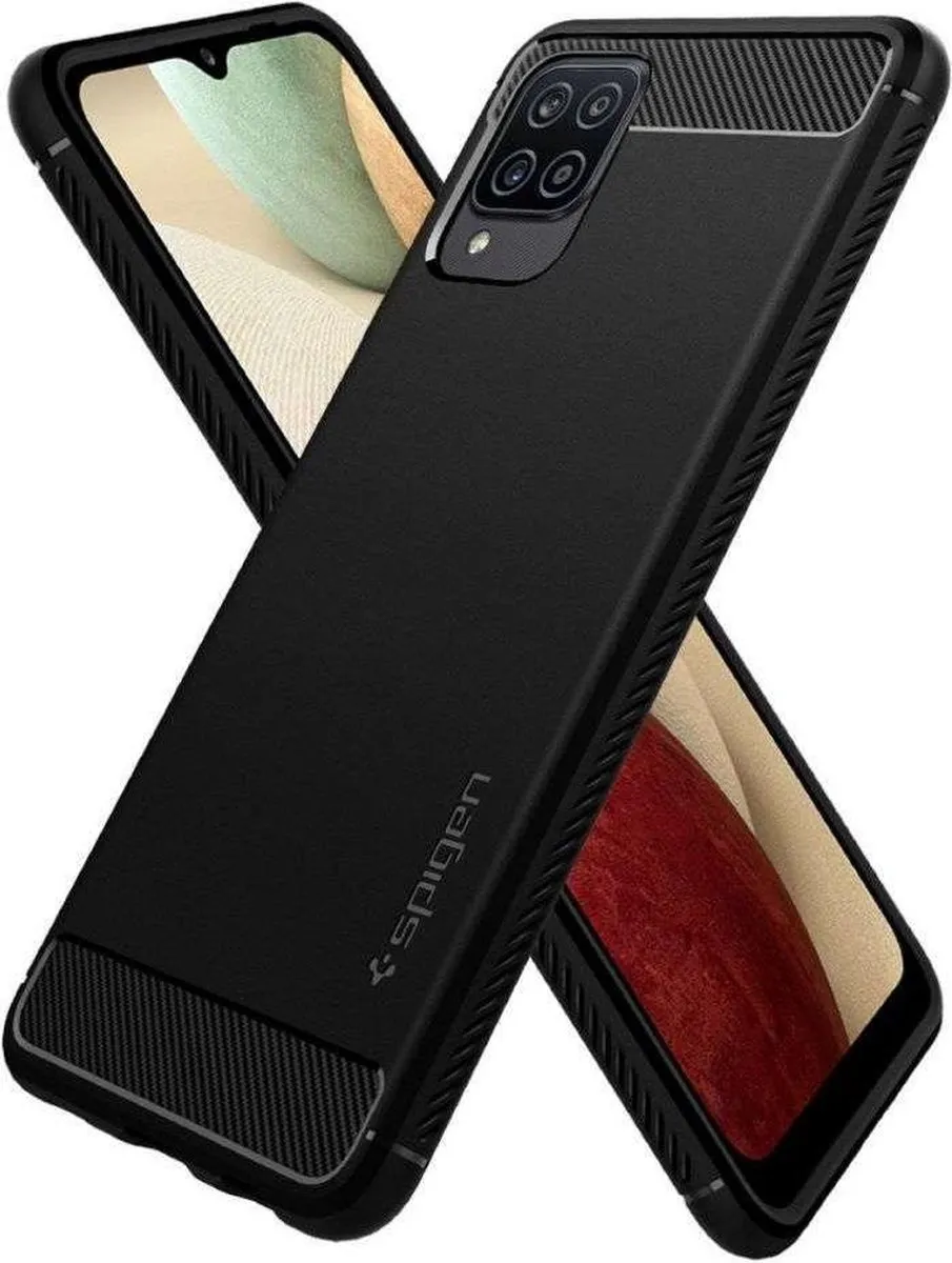 Spigen Rugged Armor Hoesje - Samsung Galaxy A12 - Zwart