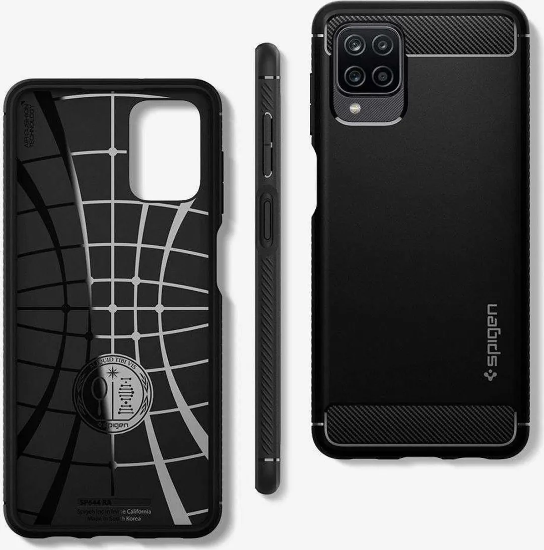 Spigen Rugged Armor Hoesje - Samsung Galaxy A12 - Zwart