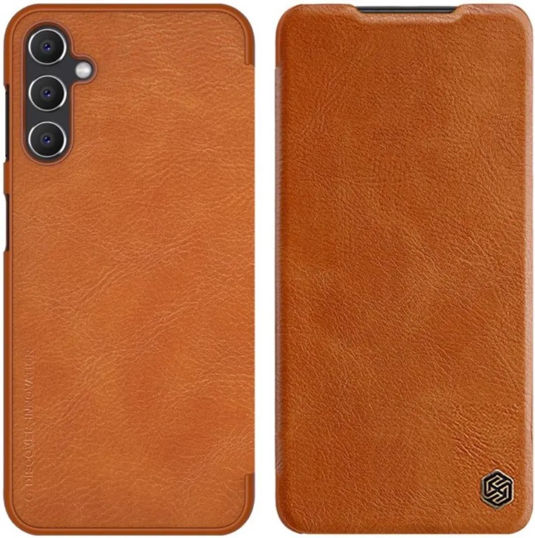 Nillkin Qin Samsung Galaxy A14 Hoesje - Bruin
