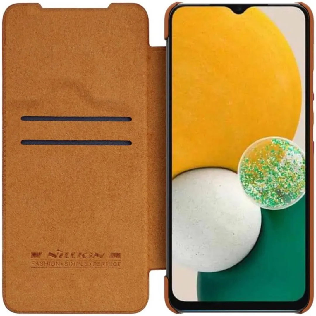 Nillkin Qin Samsung Galaxy A14 Hoesje - Bruin