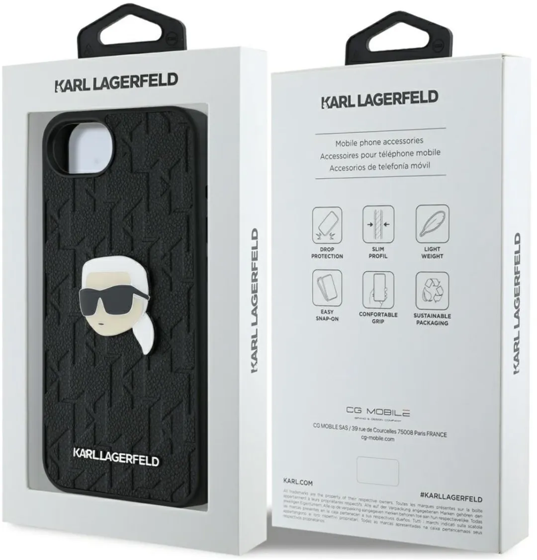 Karl Lagerfeld Hoesje Monogram Karl Pin - iPhone 16E - Transparent