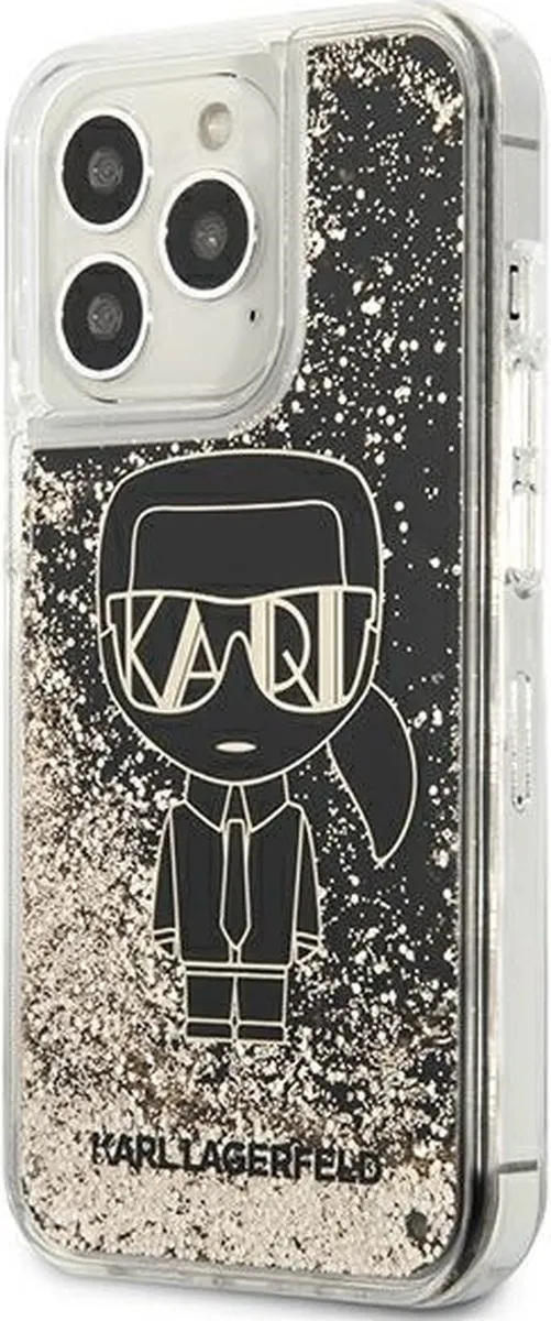 Karl Lagerfeld KLHCP13LLGGKBK Hoesje iPhone 13 Pro - Zwart Glitter