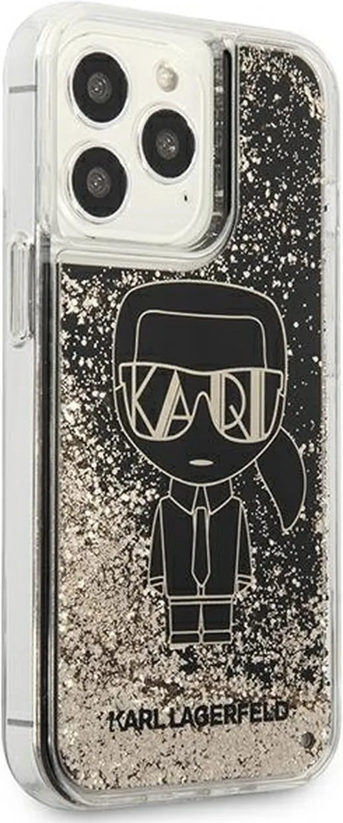 Karl Lagerfeld KLHCP13LLGGKBK Hoesje iPhone 13 Pro - Zwart Glitter